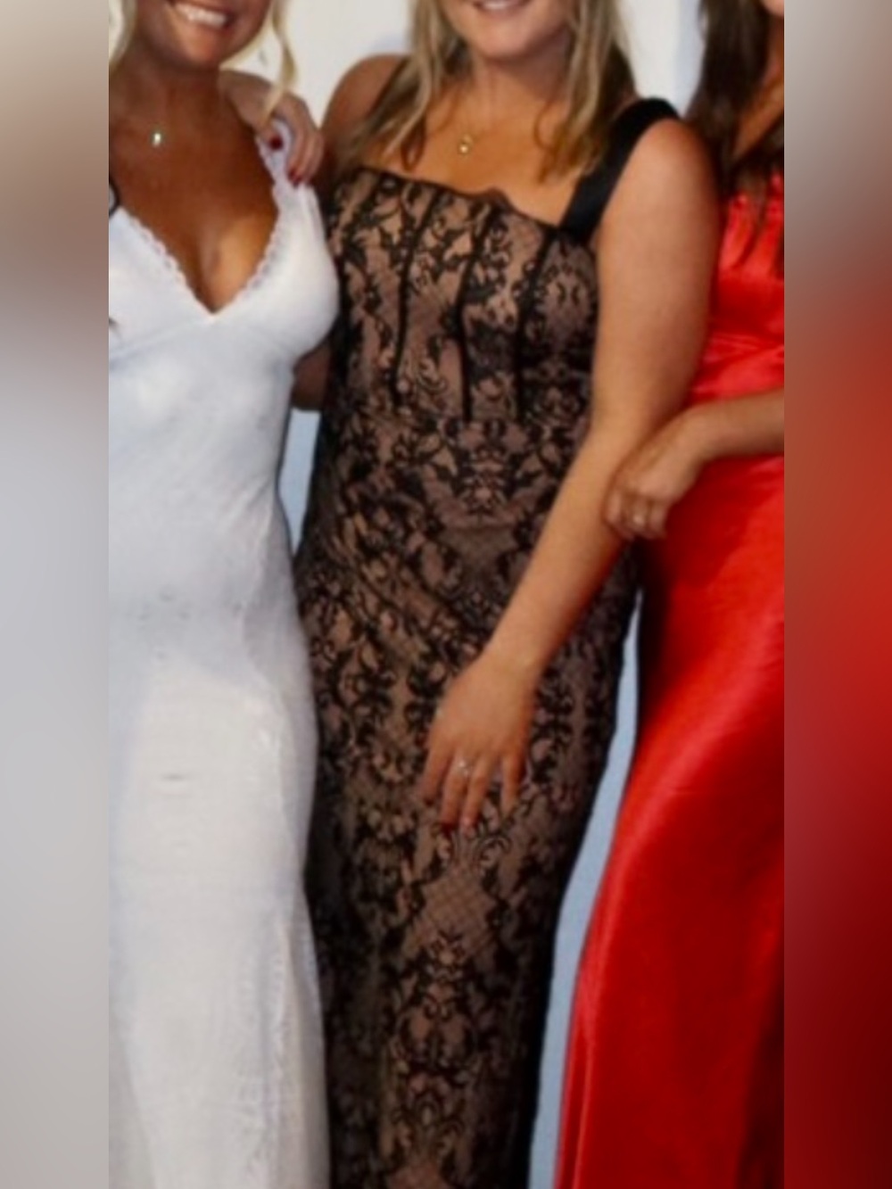 Lulu's Black Lace Overlay Maxi Dress with Nude Lining
